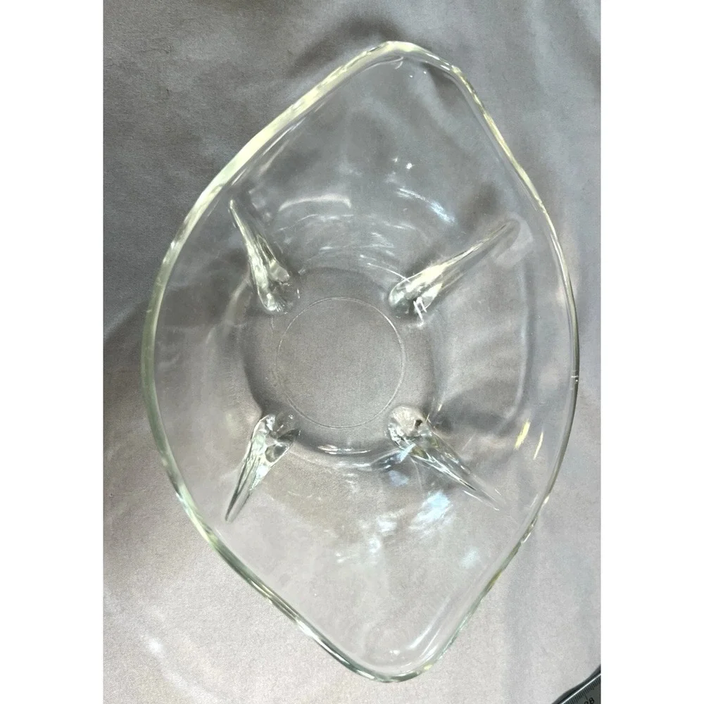 MCM Anchor Hocking Swedish Modern Clear Glass Dish Teardrop Feet 7‎ 7/8